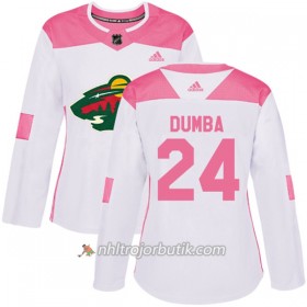 Dame Ishockey Minnesota Wild Tröja Matt Dumba 24 Adidas 2017-2018 Vit Rosa Fashion Authentic